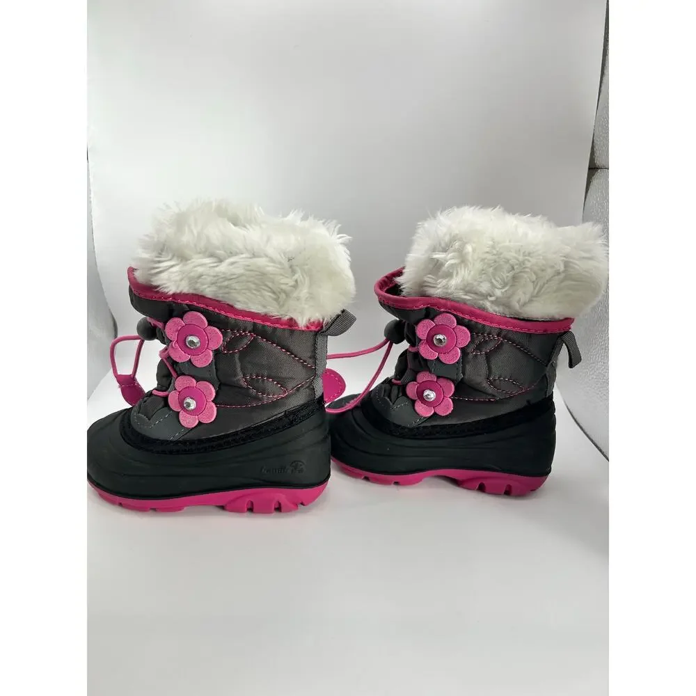 Kamik Pink Blossom Floral Fur Snow Toddler Girl Waterproof Lightweight Size 5C - Picture 4 of 5